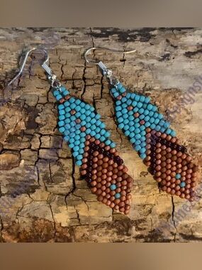 Handmade Seed Bead Feather Earrings - 9 colors